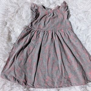 Gray & Pink Baby Girl Dress – Cute Ruffle Hem Outfit 3T